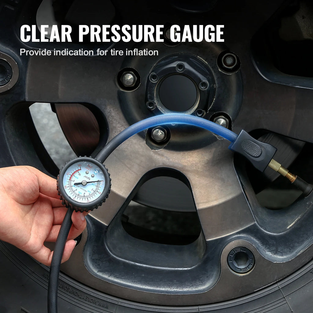 SucceBuy Tire Inflator Compressor 6-10 CFM Heavy Duty Air Compressor Dual-Cylinder 150PSI Air Pump with Adapters for Trucks – view 3