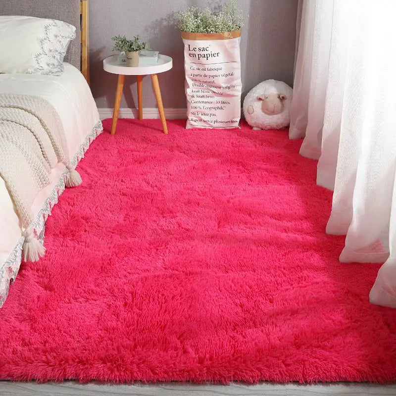 Machine Made Polyester Bedroom Floor Mat 40cm x 60cm – Long pure red