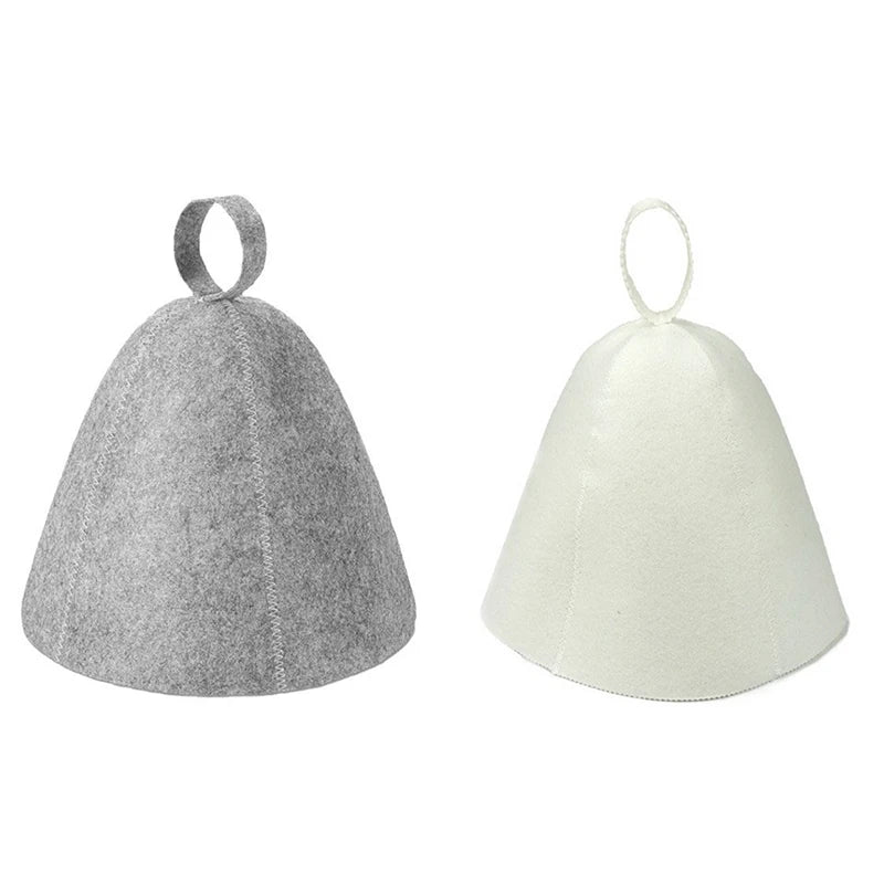 Thick Wool Felt Sauna Hat and Hair Turban, 27.6 inch Diameter – 2pcs-Grey White