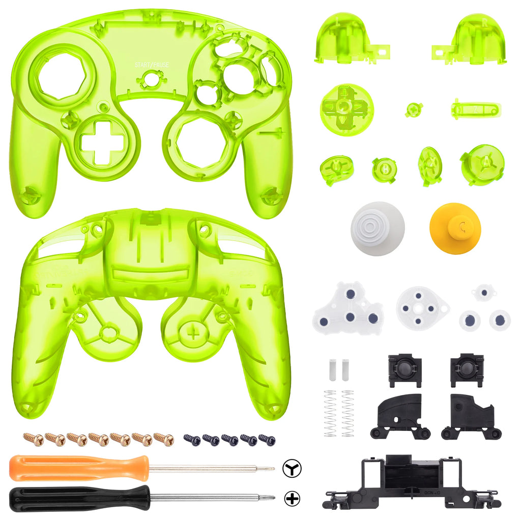 eXtremeRate Replacement Housing Shell for Nintendo GameCube Controller – Clear Lime Green
