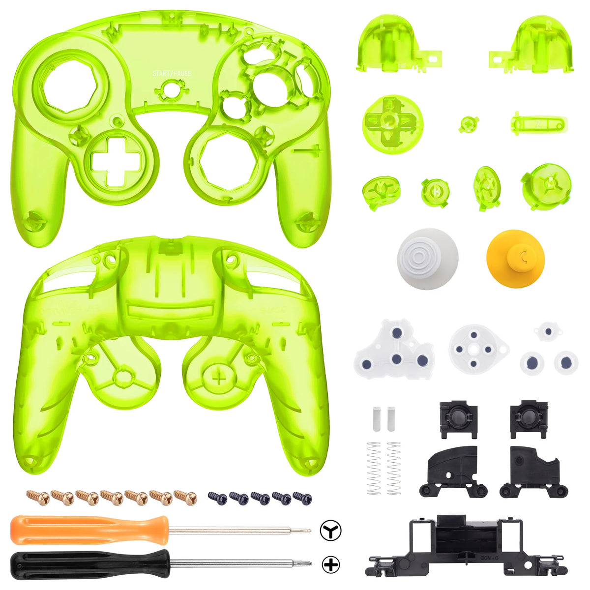 eXtremeRate Replacement Housing Shell for Nintendo GameCube Controller – Clear Lime Green