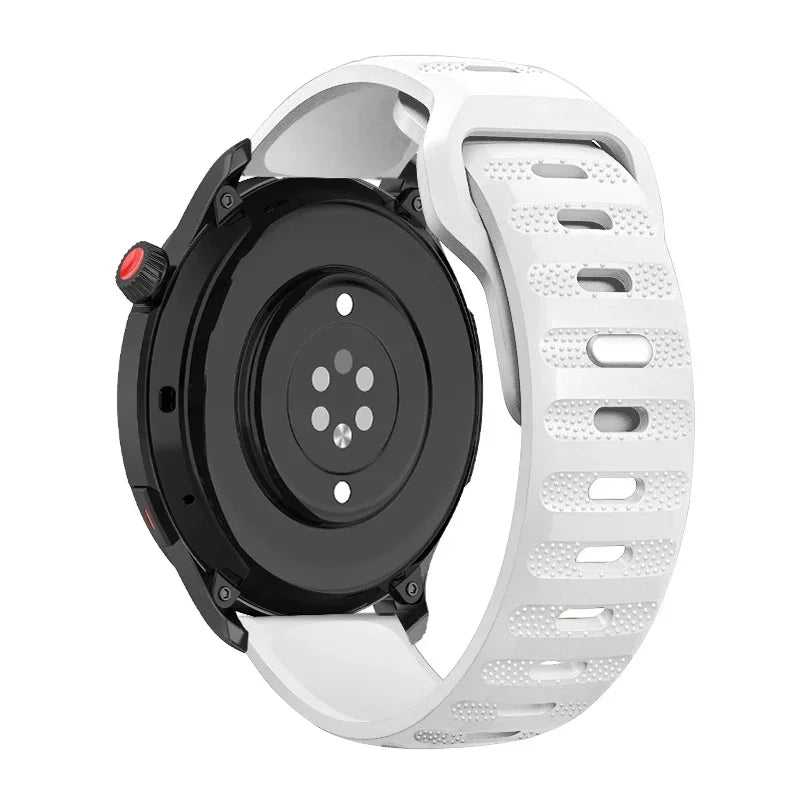 Silicone Watch Band for Samsung Galaxy, Huawei, and Garmin Watches – White