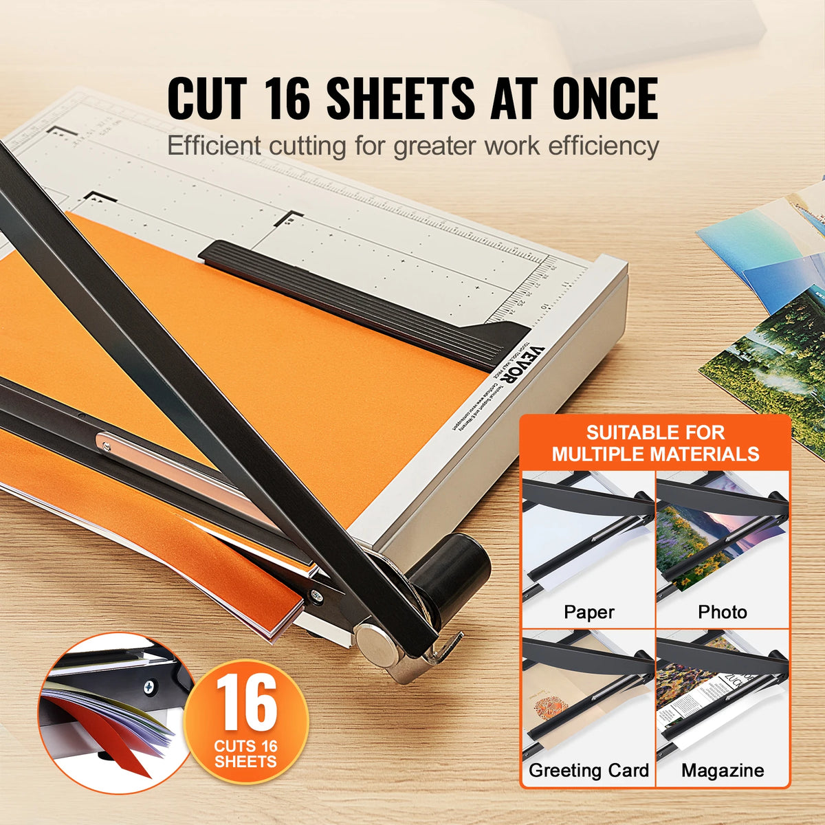 SucceBuy Paper Cutter Guillotine Trimmer 15"/18" Cut Length 16/20 Sheets Capacity Heavy Duty Paper Cutter for Home Office – view 3