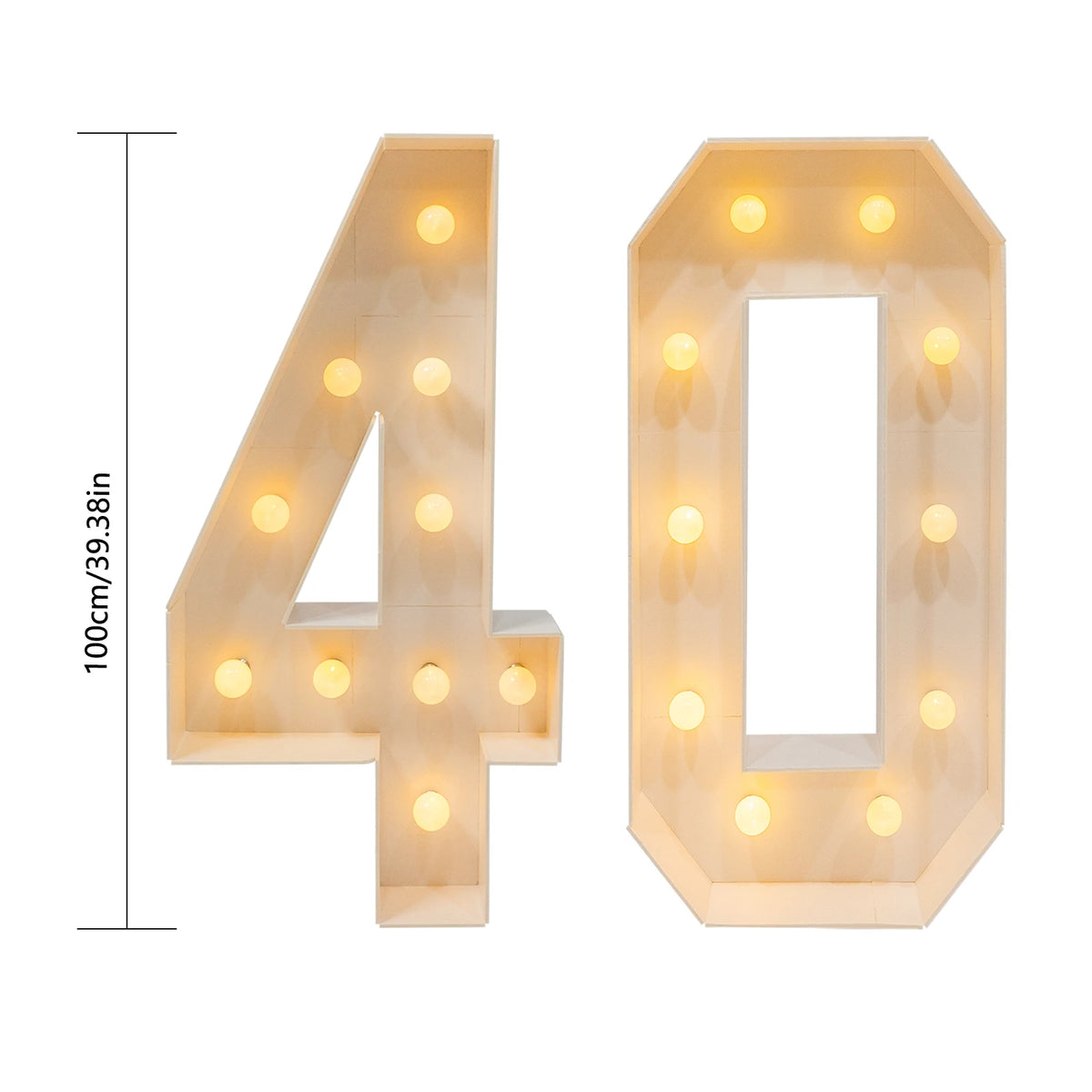 100cm Light Up Numbers DIY Decor Kit for Birthday Parties – 40