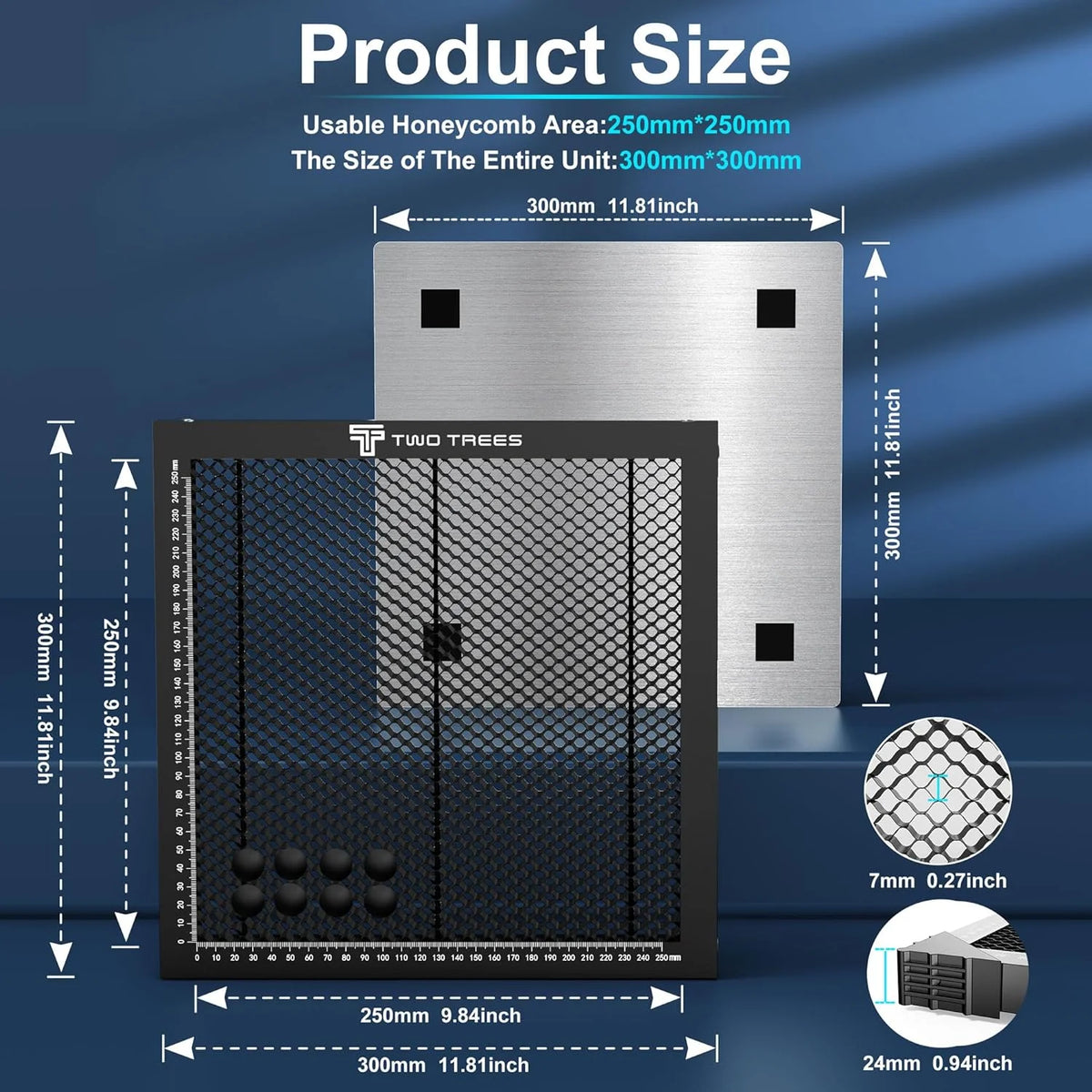 Honeycomb Metal Laser Engraving Table, Aluminum, 300mm to 600mm Sizes – 300x300x22mm kit