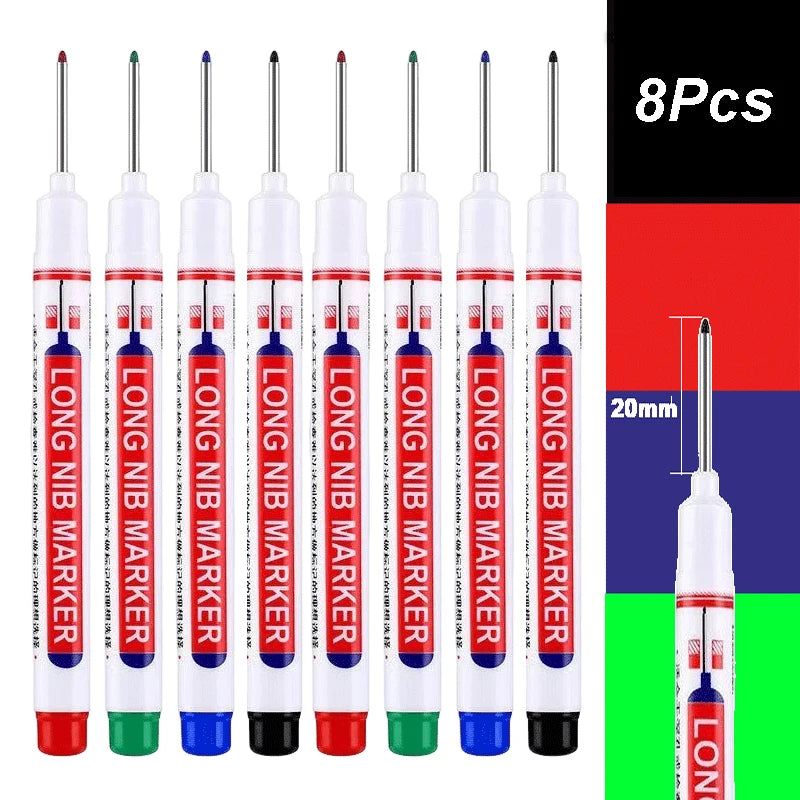 2cm Long Head Waterproof Deep Hole Marker Pens for Woodworking – 8PCS-4 color Mix