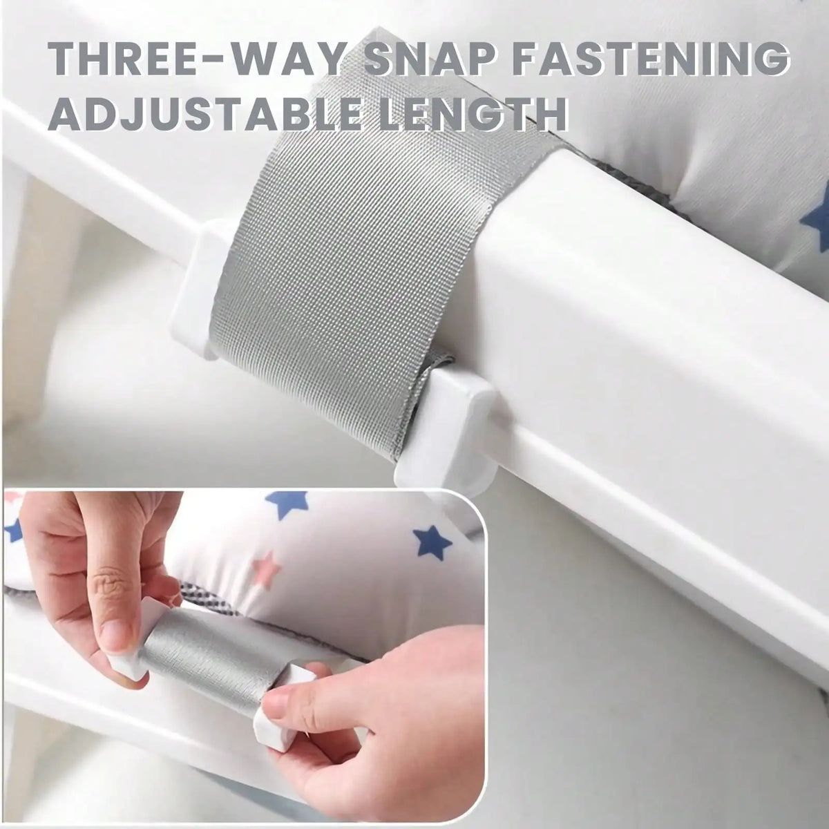 Adjustable fastening strap details for baby bathtub cushion