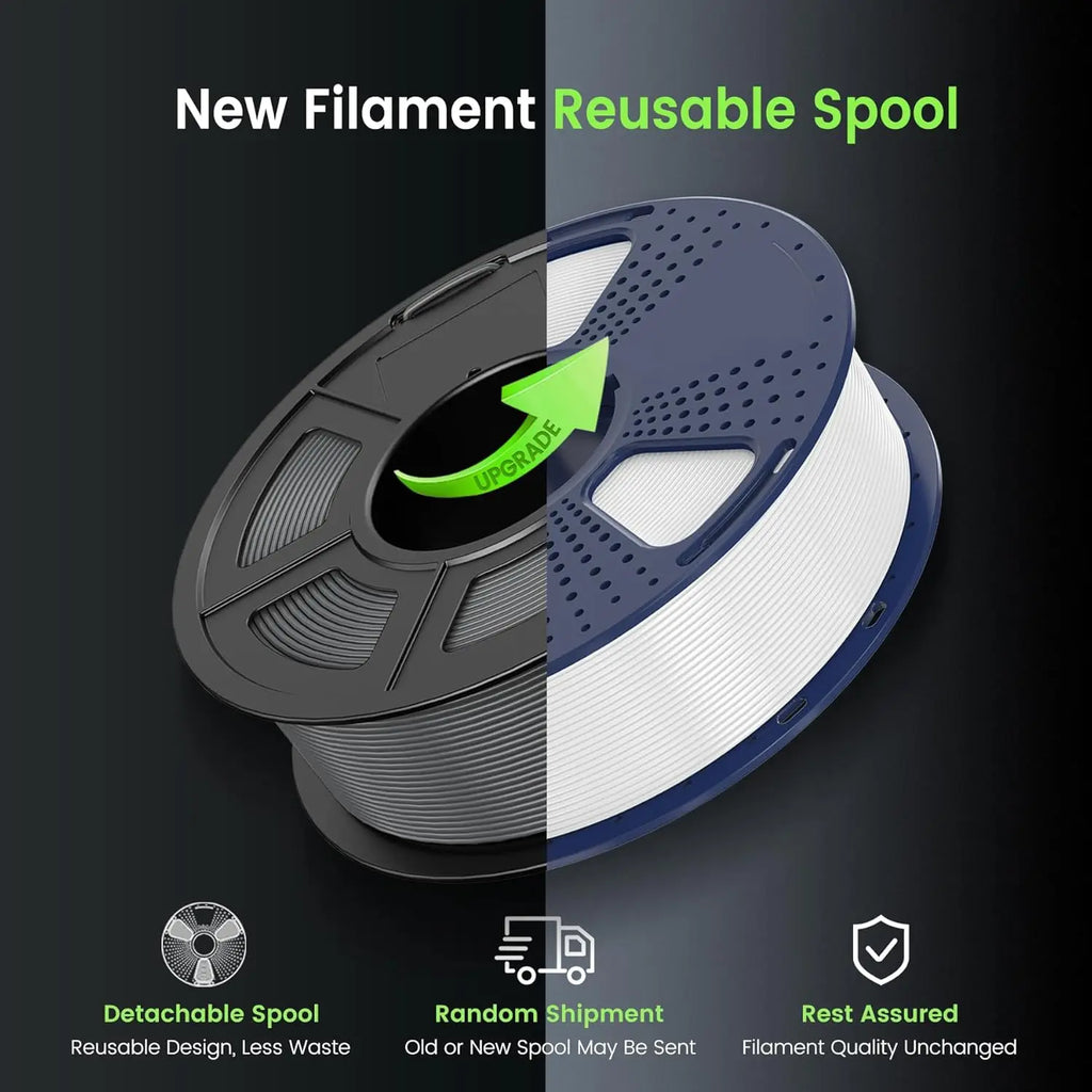 Comparison between old and new reusable 3D printer filament spool designs