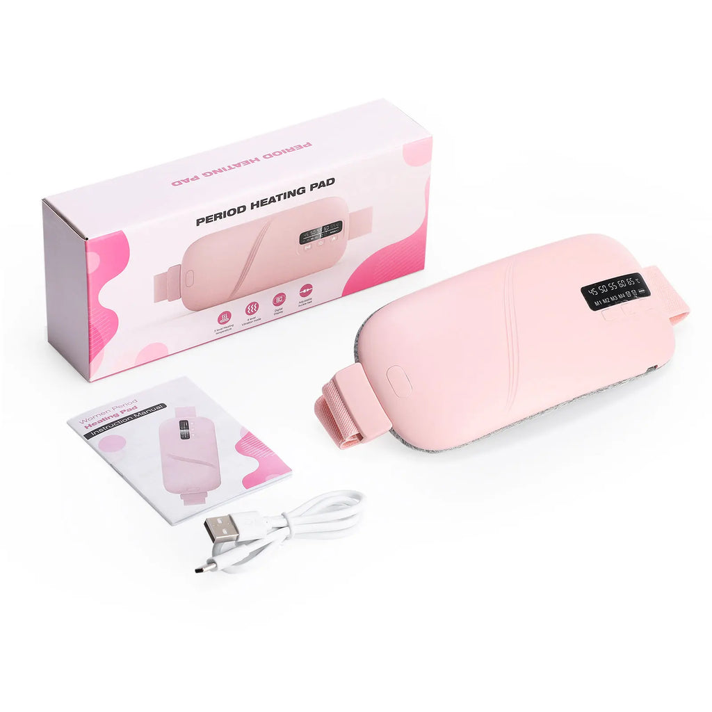 Cordless Electric Heating & Vibration Waist Belt for Period Relief – Pink