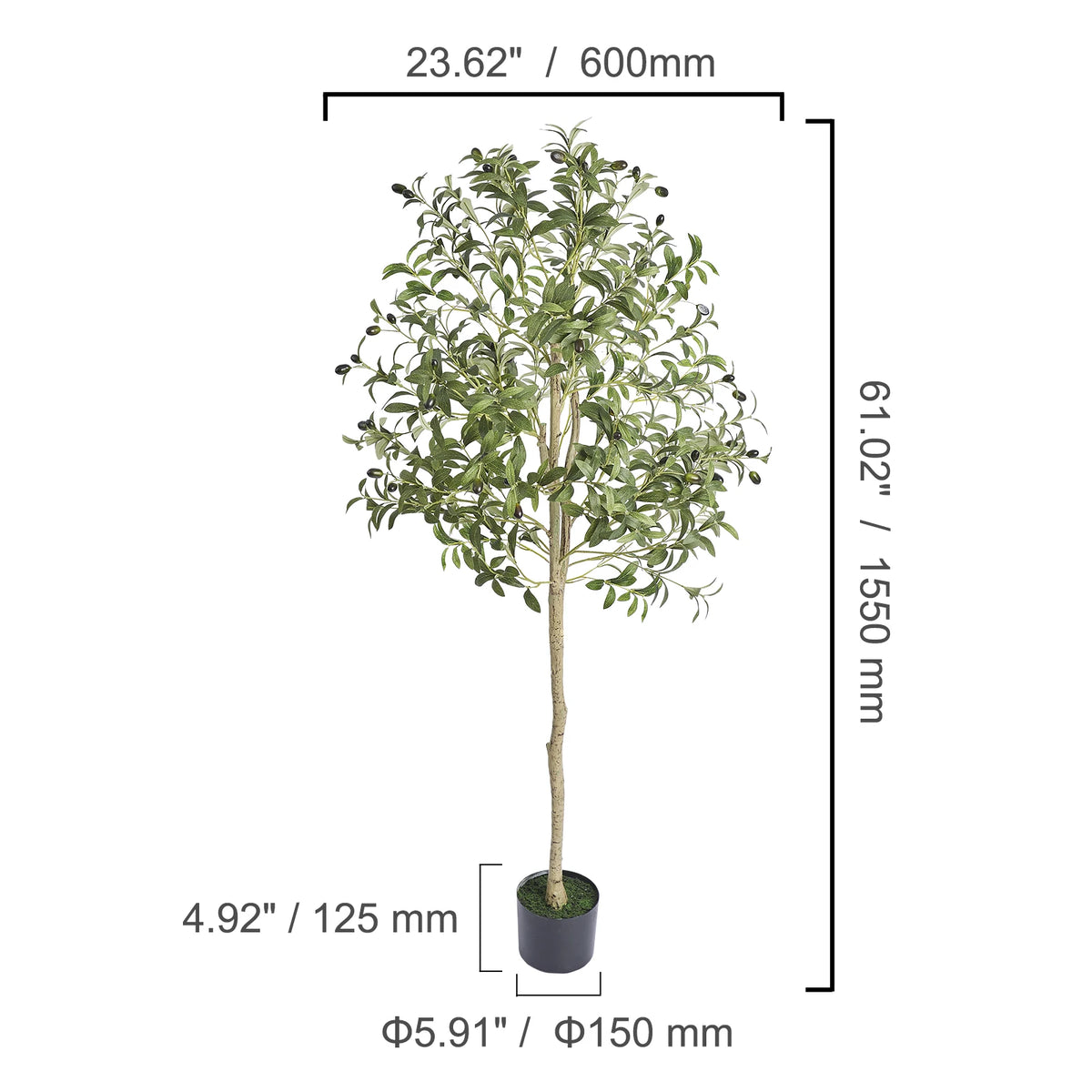 SucceBuy Artificial Olive Tree, 4–6FT Tall PE Faux Plant – 5ft Type2
