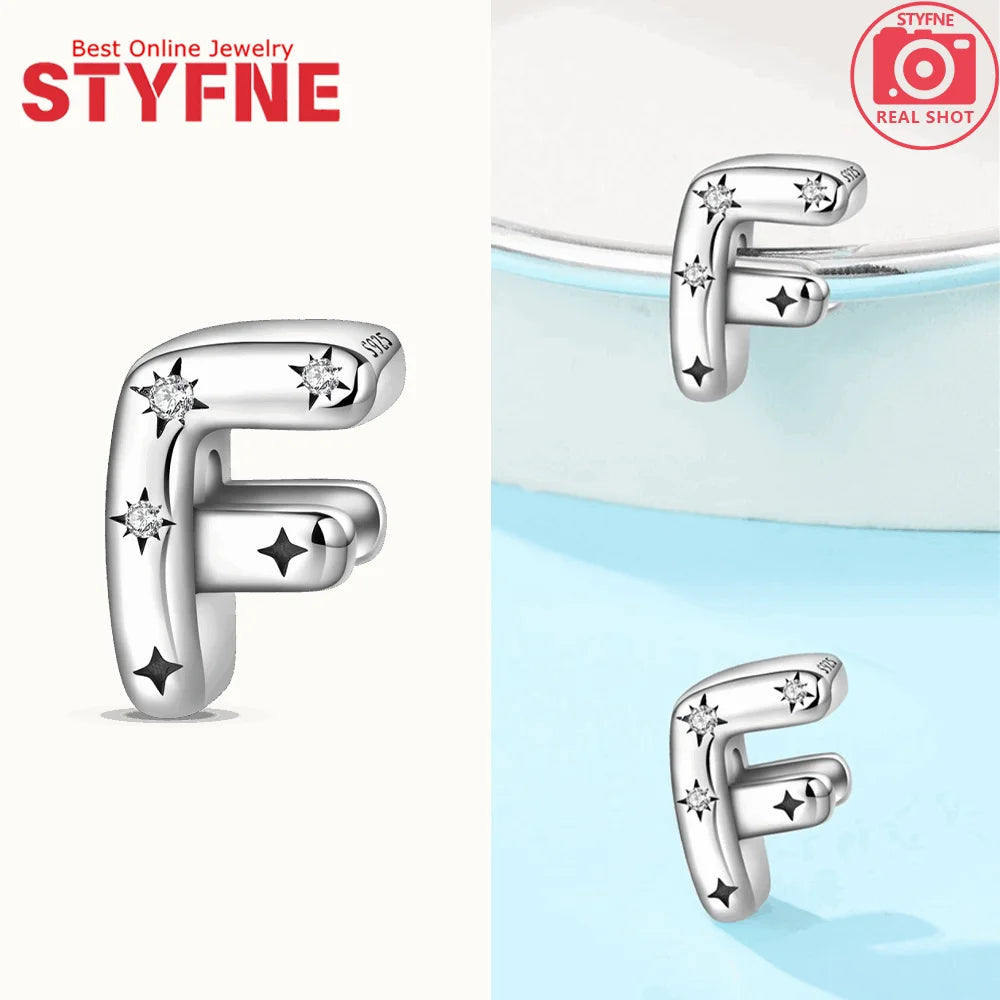 925 Silver Letter Charm with Zircon for Bracelet Jewelry Making – GYC1957-F