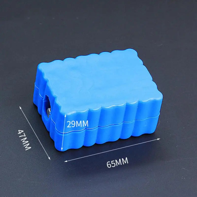 Blue storage case for screwdriver bit set with dimensions labeled