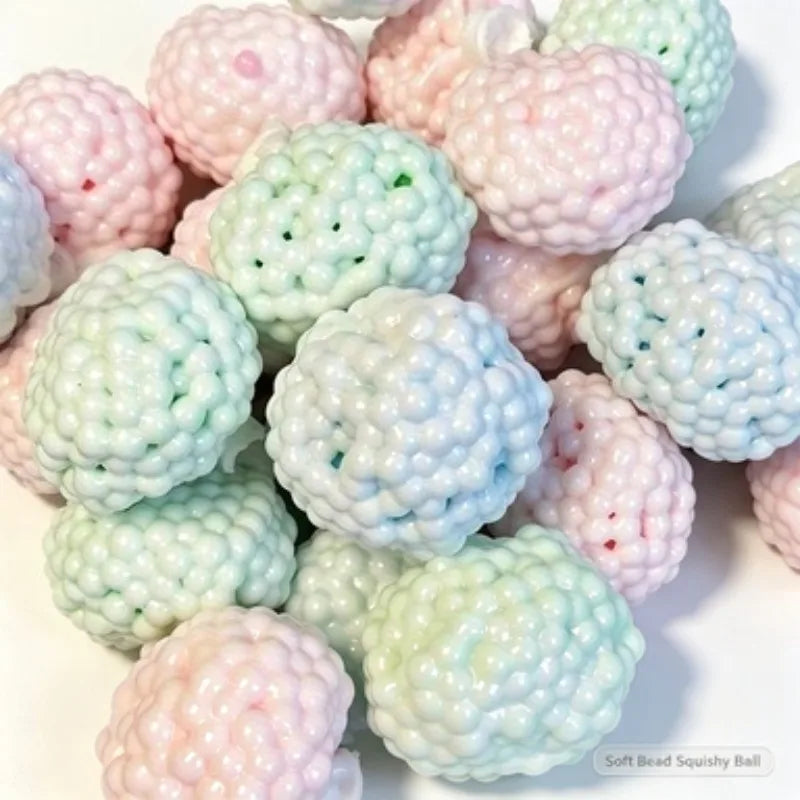 A group of pastel coloured squishy bead balls for stress relief