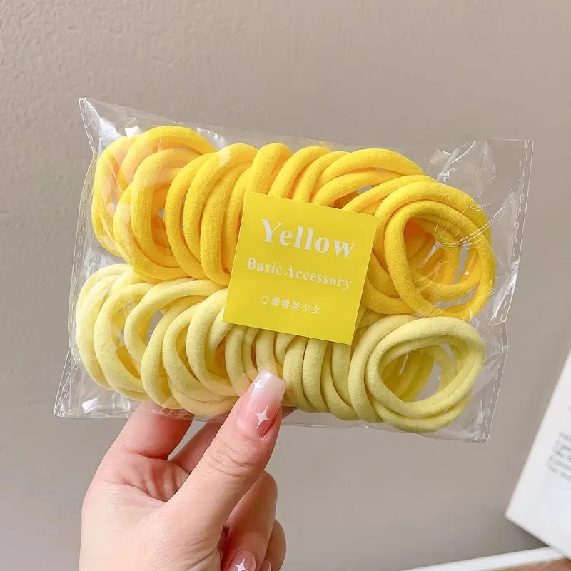50PCS Seamless Elastic Hair Bands, Cotton Ponytail Holders for Women – B