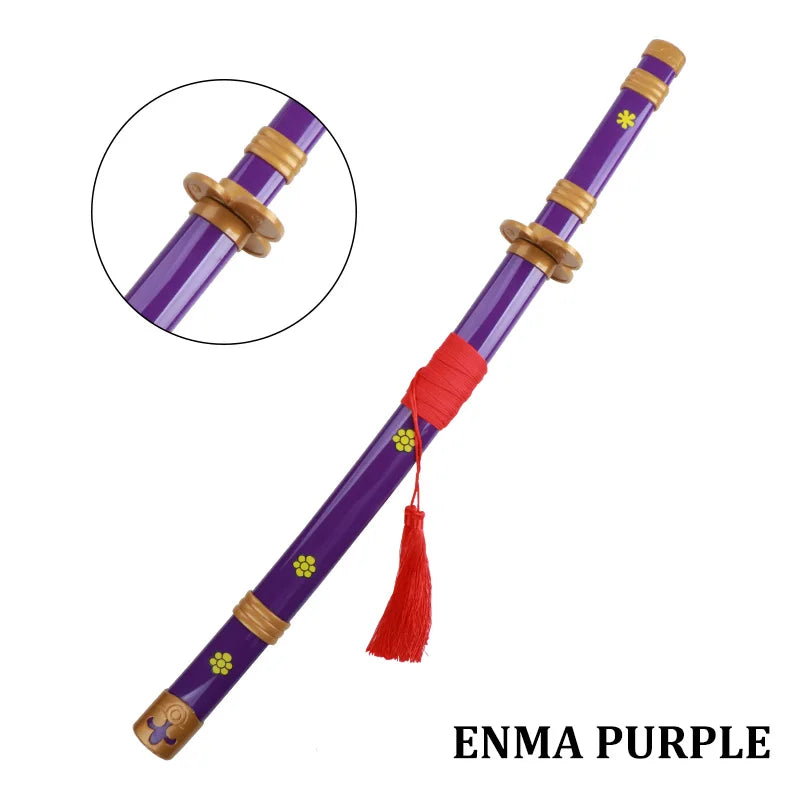 3-Piece Roronoa Zoro Katana Cosplay Set, 80 cm Bamboo Replica – Enma Purple
