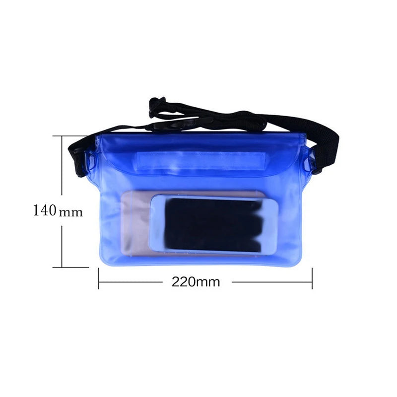 Waterproof Waist and Shoulder Dry Bag - 22 x 14 cm PVC Pouch – Blue