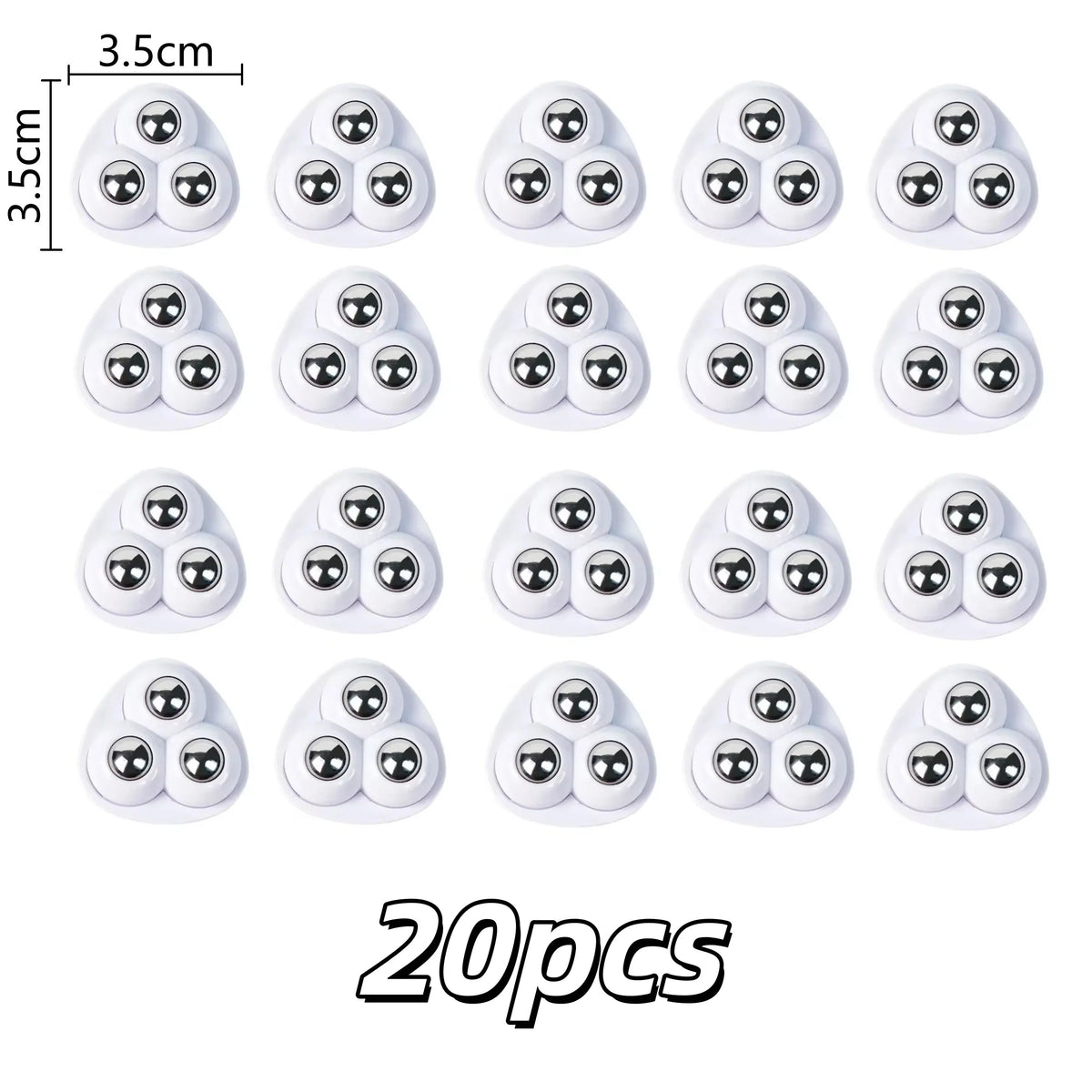 Heavy-Duty Mini Rolling Swivel Casters for Furniture and Storage Boxes – white L 20pcs