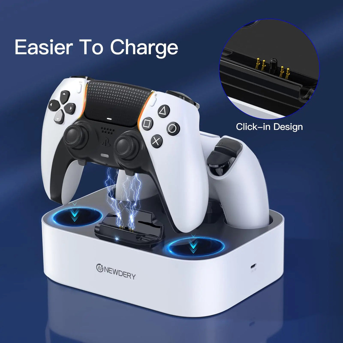 Charging station for game controllers with focus on connector design