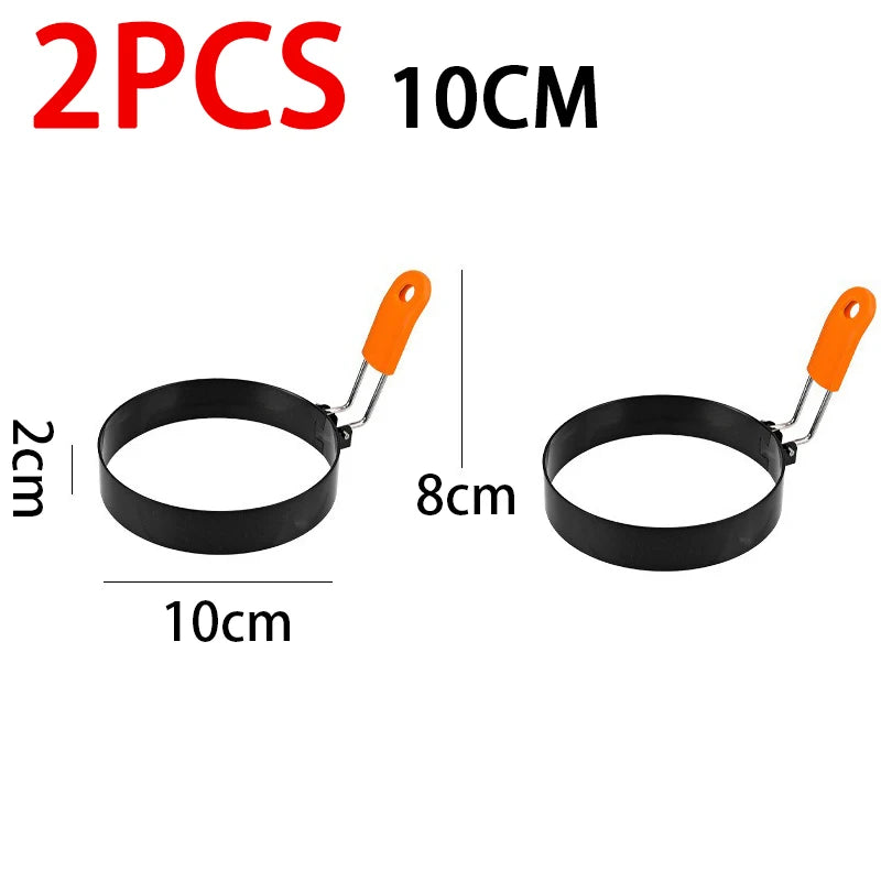 Stainless Steel Fried Egg Ring with Heat-Resistant Foldable Handle – 2pcs-10cm