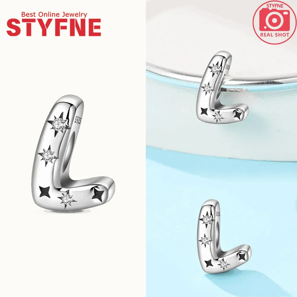 925 Silver Letter Charm with Zircon for Bracelet Jewelry Making – GYC1957-L