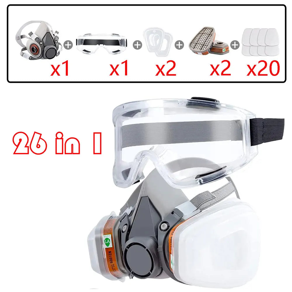 6200 Half Face Respirator Mask 27-in-1 Set for Paint and Chemicals – 26in1