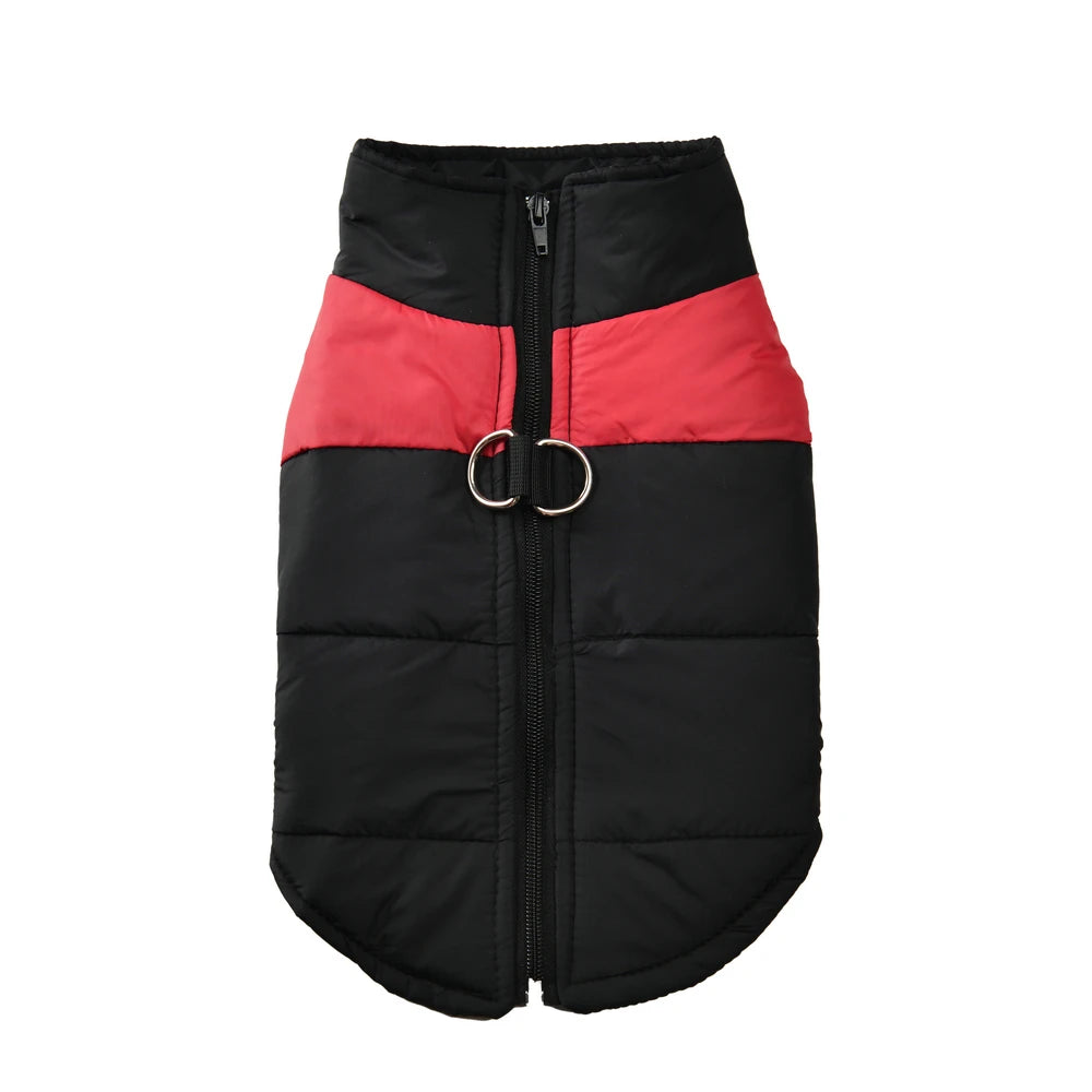 Waterproof Winter Dog Jacket with D-Ring for Small to Large Dogs – Red