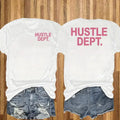 Women's Hustle Dept Graphic Cotton T-Shirt, Short Sleeve – White