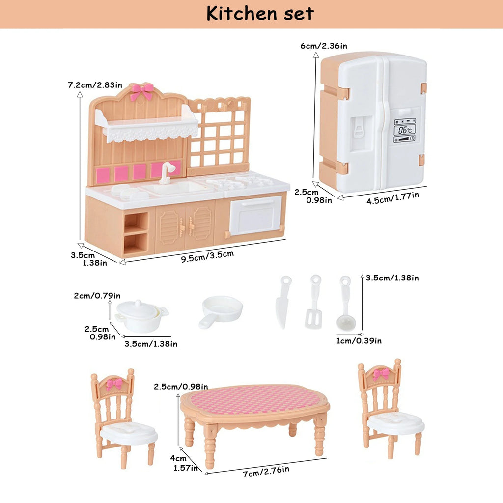 Miniature Dollhouse Furniture Set for Kitchen, Living Room, Bedroom, Bathroom – Kitchen