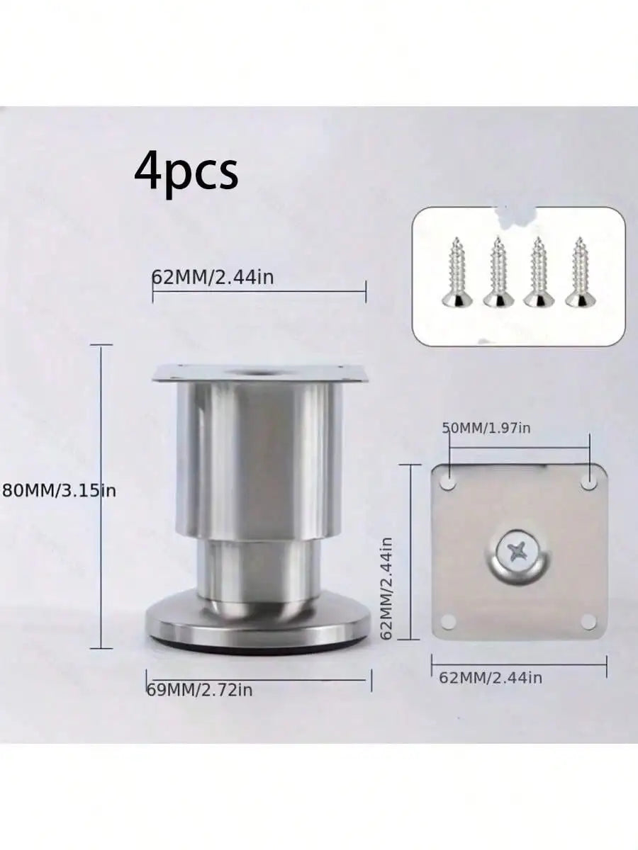 Adjustable Stainless Steel Furniture Legs - 4 Pack – 80mm