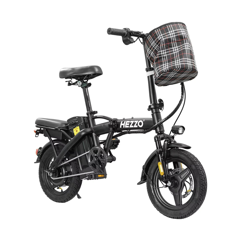 Hezzo T5 Folding Electric Bike, 48V 750W Peak, 20MPH, 14-Inch Wheels – Black