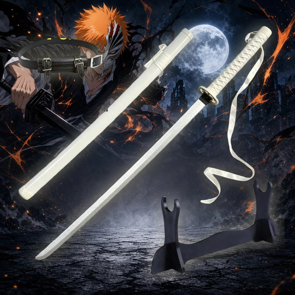 Ichigo Zangetsu Katana 101cm Anime Cosplay Prop White Bankai Blade – White