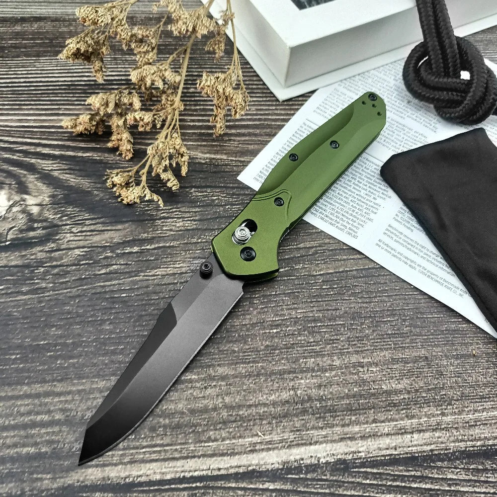 940 Folding Pocket Knife with D2 Stainless Steel Blade and Aluminum Handle – green B