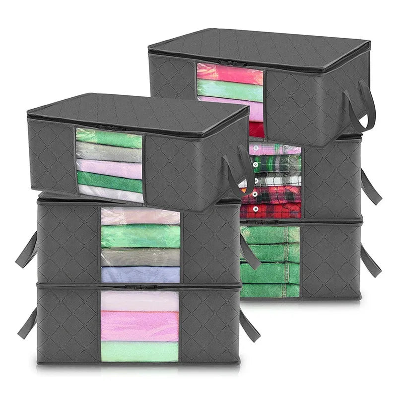 Foldable Non-Woven Fabric Clothes Storage Bag, 35L to 90L Capacity – 6pcs 35L