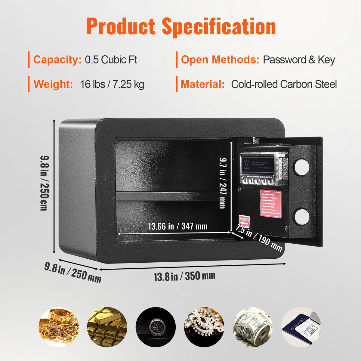SucceBuy Electronic Digital Safe Box - 0.5 or 1.2 Cubic Feet – 0.5 Cubbic Fit