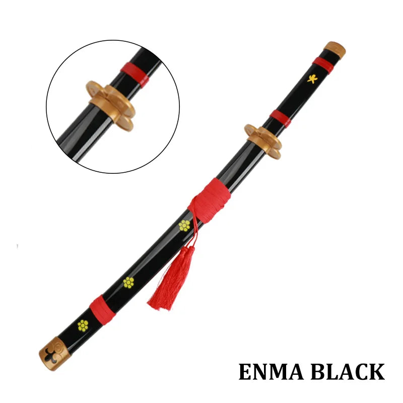 3-Piece Roronoa Zoro Katana Cosplay Set, 80 cm Bamboo Replica – Enma Black