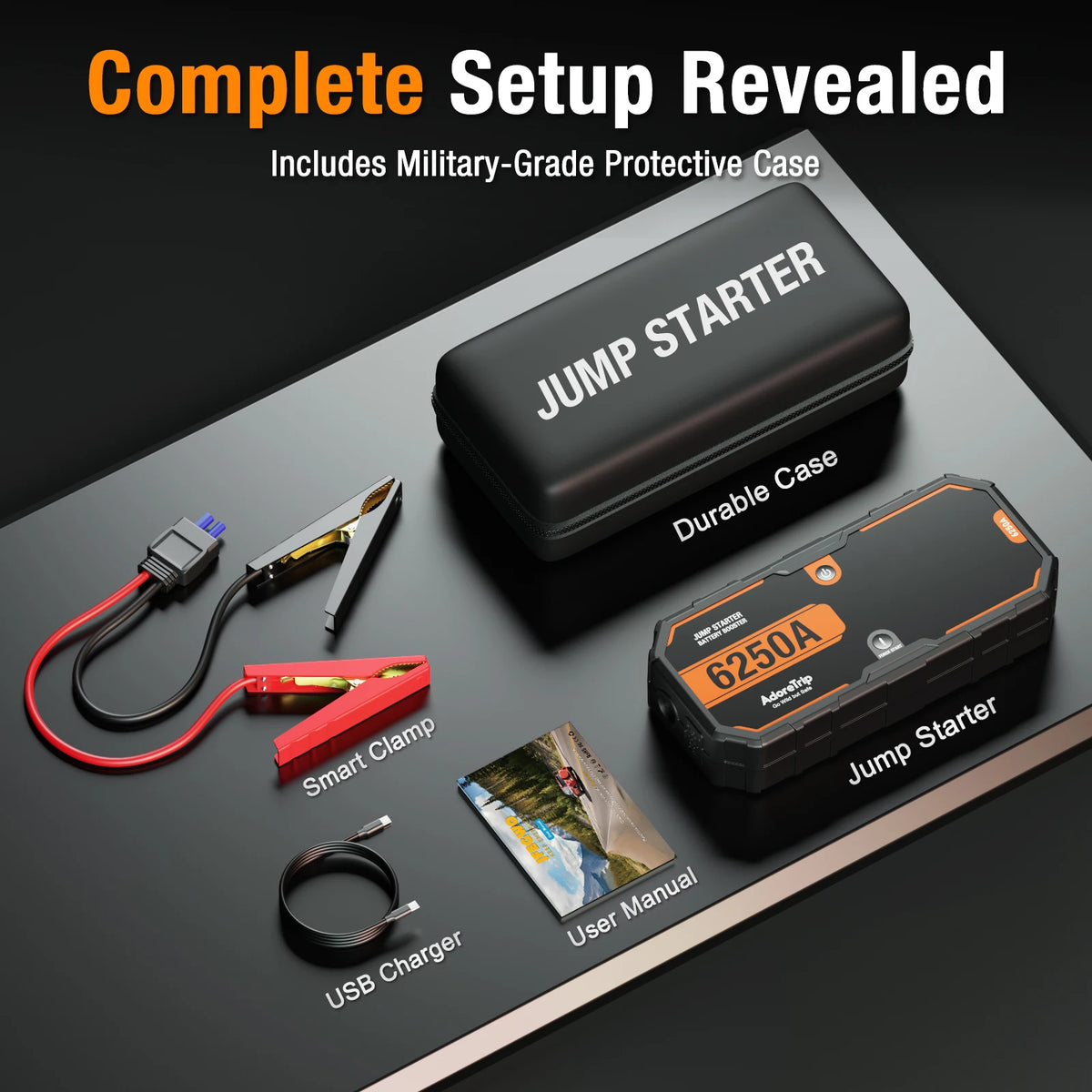 AdoreTrip 6250A 12V Portable Car Jump Starter Auto Battery Booster Power Bank Emergency Jump Pack Starting Device for 10.0L – view 8