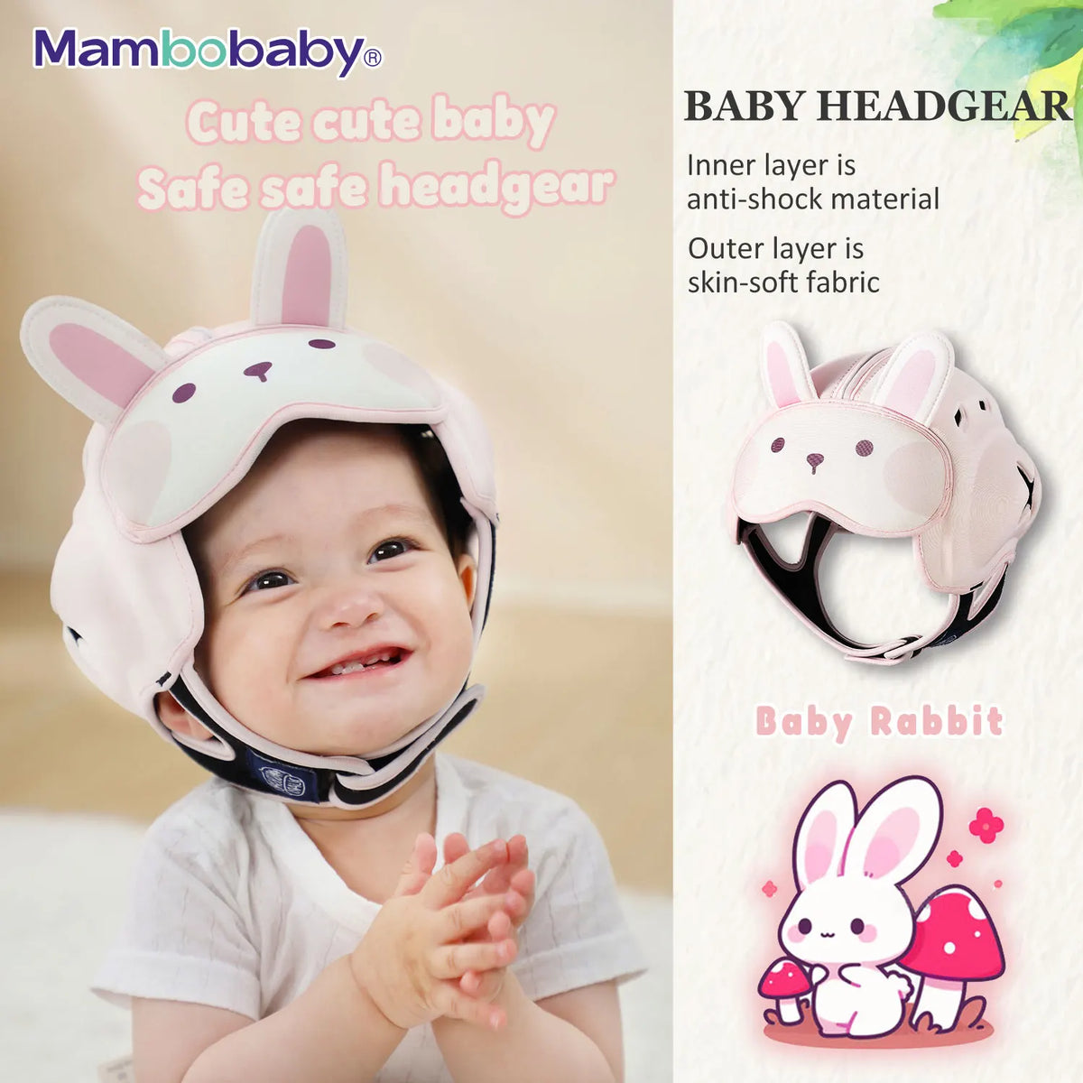 Mambobaby Baby Helmet Anti-Shock Head Protector for Toddlers – Rabbit