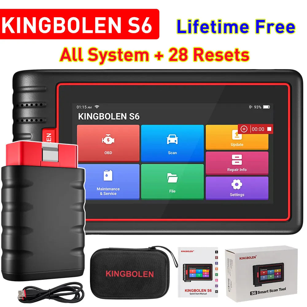 Kingbolen S6 Bluetooth OBD2 Diagnostic Scanner with CAN FD Support – ALL System 28 Resets