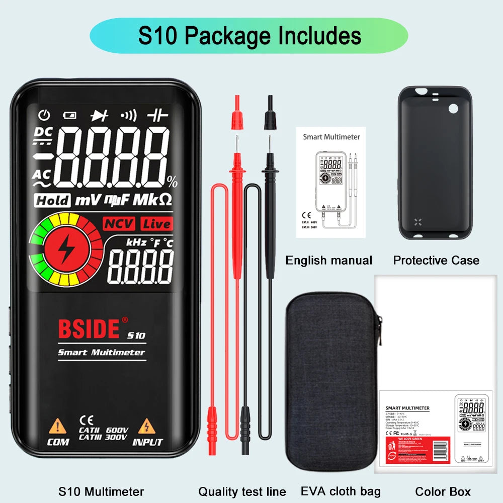Bside Smart Digital Multimeter S10 S11 9999 Counts with EBTN Display – S10 with Bag