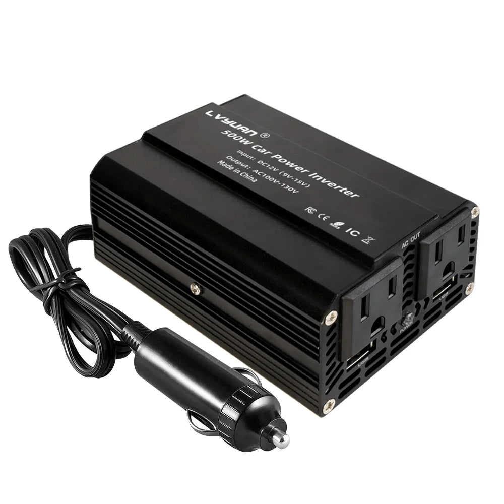 Foval 500W Portable Car Power Inverter DC 12V to AC 110V/220V – 12V110V 500W US (2)