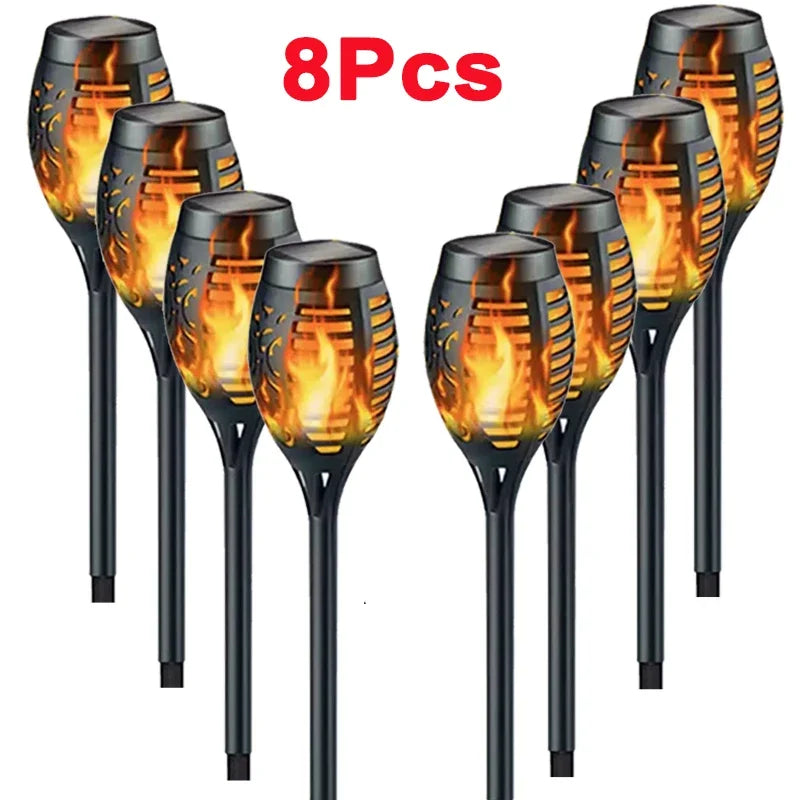 1/2/4/6/8/10Pcs Solar Flame Torch Lights Flickering Light Waterproof Garden Decoration Outdoor Lawn Path Yard Patio Floor – 8Pcs