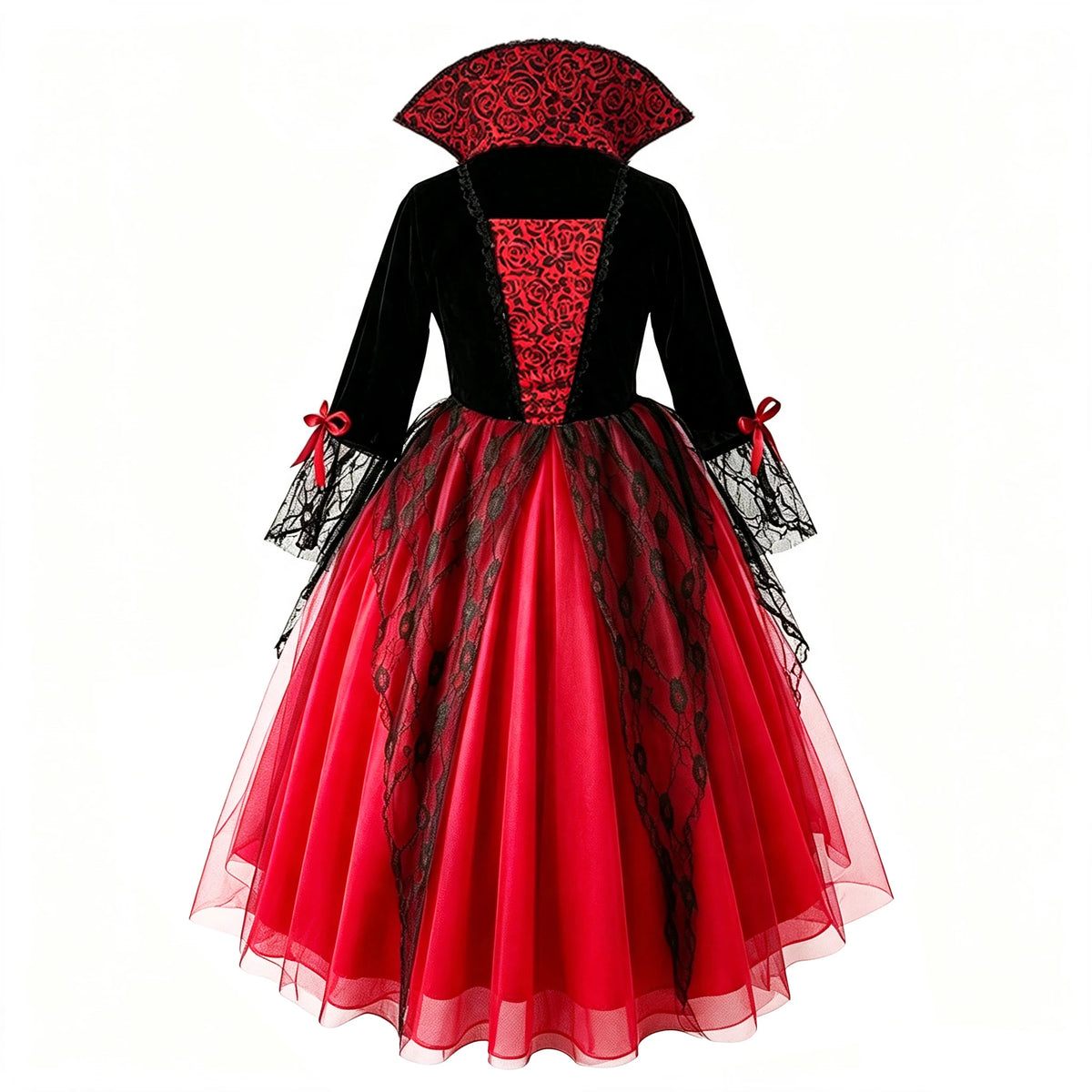 Girls Halloween Vampire Cosplay Dress Mid-Calf Costume – Girls vampire A