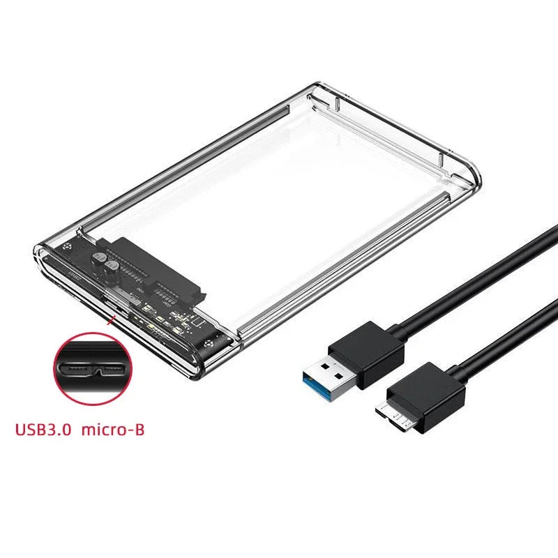 2.5-inch Transparent SATA HDD/SSD Enclosure with USB 3.0/Type-C – Micro B-USB A