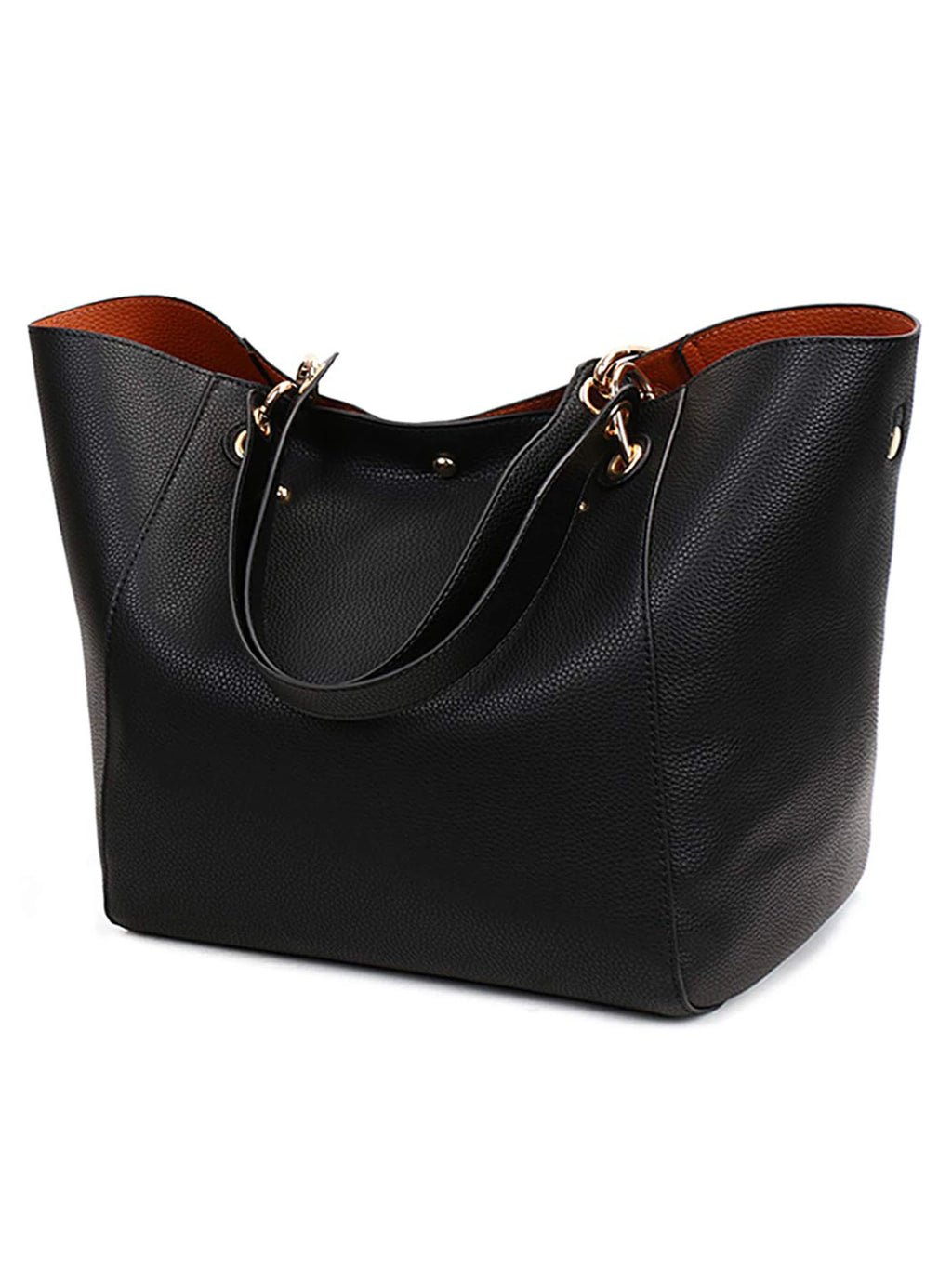 Pahajim Large PU Leather Tote Bag for Women, Waterproof Shoulder Bag – Black