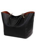 Pahajim Large PU Leather Tote Bag for Women, Waterproof Shoulder Bag – Black