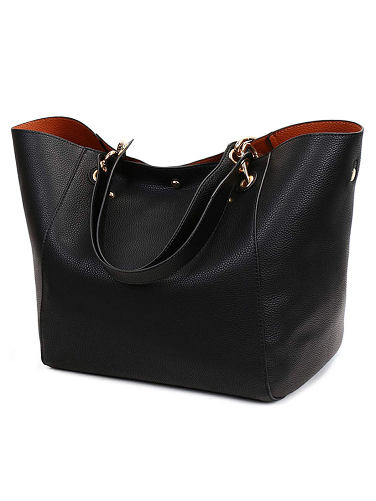Pahajim Large PU Leather Tote Bag for Women, Waterproof Shoulder Bag – Black