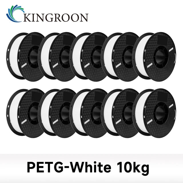 Kingroon 10kg 3D Printer Filament 1.75mm PLA, ABS, or PETG – PETG 10kg White
