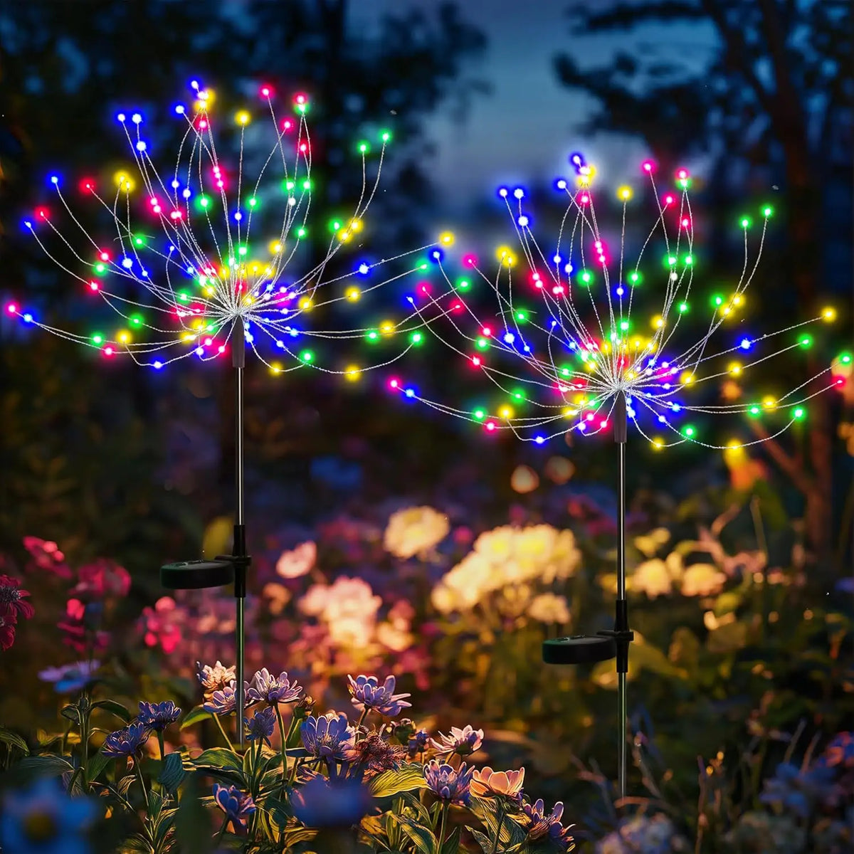 Solar Garden Firework Lights, Dandelion Stake Decor with 60–420 LEDs – 60LED RGB