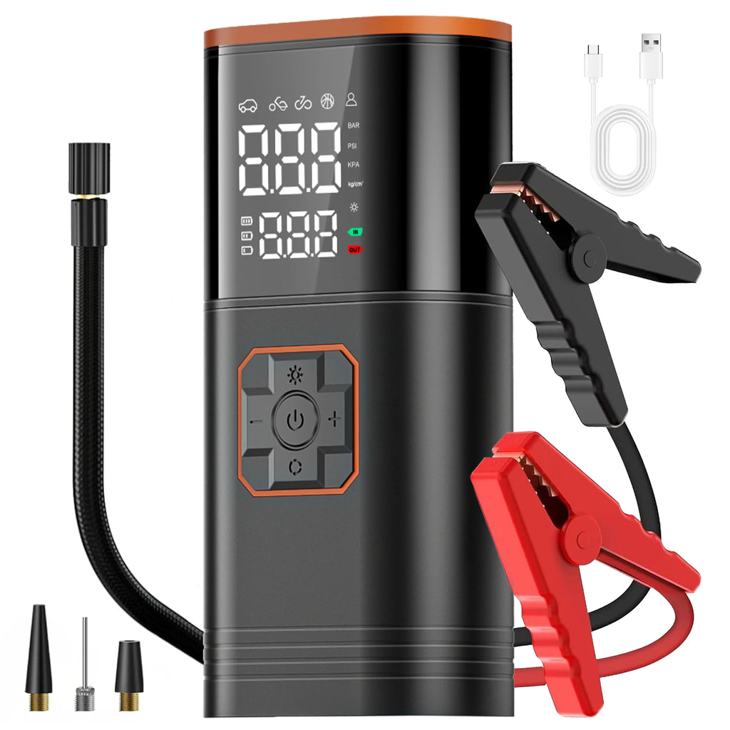 Digital Display Portable Tire Inzzator, USB Rechargeable Air Compressor for Car Bike Motorcycle Tires, Balls, Inflatable Toys – Upgraded Version