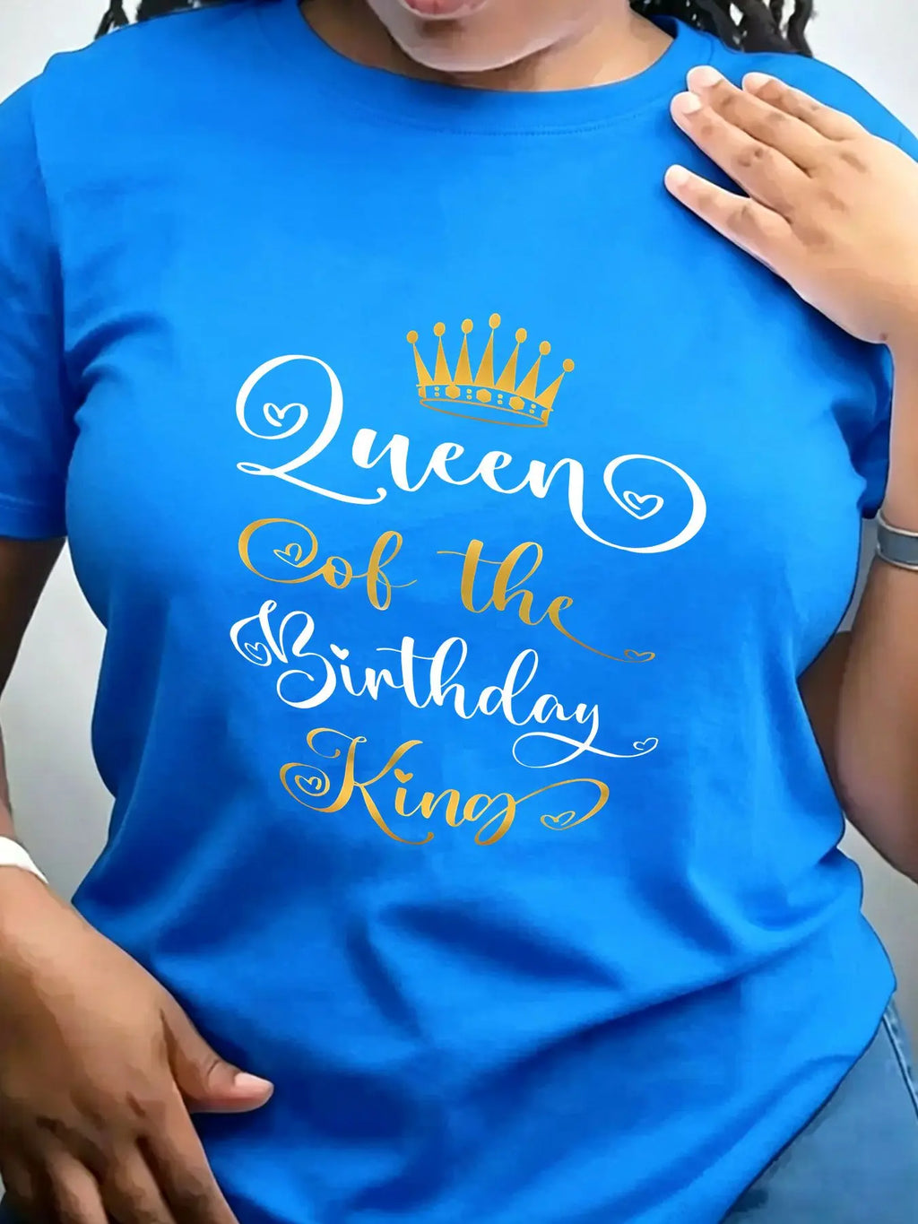 Women's Crew Neck 100% Cotton Birthday Graphic T-Shirt – Blue